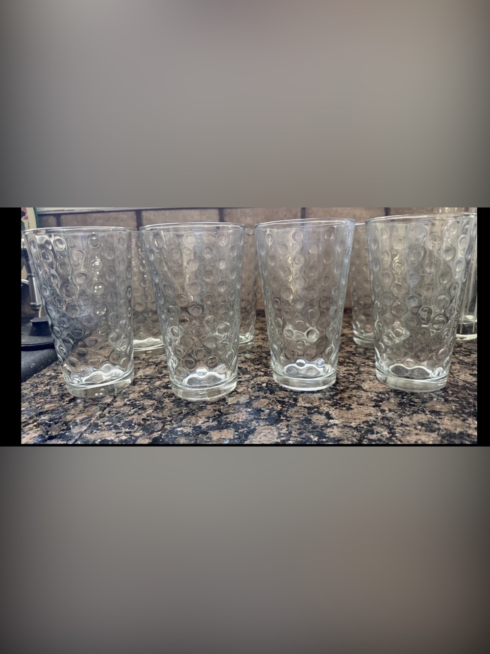 6 BEAUTIFUL Vintage Libbey Clear Glasse Tumblers Dot / Bubble Pattern 5.75”